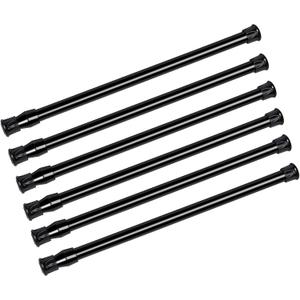Cupboard Bars Tension Rods, 6 Pack Spring Loaded Curtain Rods 12 to 20 Inches Steel Adjustable Tension Curtain Rod Shower Rod Closet Rod Window Rods (Black, 12-20 in-2Pcs)