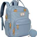 RUVALINO Diaper Bag Backpack-Multifunction Baby Travel Bag with Changing pad, Insulated Bottle Holders & Pacifier Case, Large Capacity, Waterproof, Sky Blue