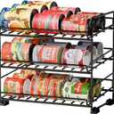 SUFAUY 3 Tier Can Organizer for Pantry, Holds 36 Cans, Heavy Duty Metal Shelves for Storage, Black