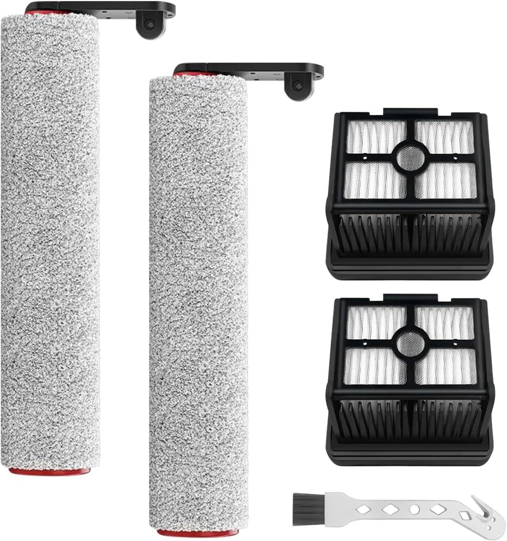 Replacement Brush Roller and HEPA Filter for Dreame H12 Pro, H12 Dual Cordless Wet and Dry Vacuum Cleaner Accessories, 2 Brushes + 2 HEPA Filters + 1 Cleaning Brush