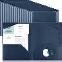 Henoyso 36 Pack Navy Blue Plastic Folders with Clear Front Pockets Heavy Duty File Folders with 2 Pockets and Card Slot for Student Communication School Office Presentation Report