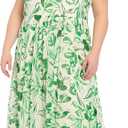 London Times Women's Women's Halter Neck Tiered Maxi Dress - Sleeveless Pleated Bodice with Gathered Neckline - Summer Formal Dresses (Green, XXXL)