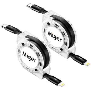 5 x Miger USB C to Lightning Cable [2Pack 4FT] Retractable iPhone Charger Fast Charging Type C to Lightning Cable Charger Cord MFi Certified for iPhone 14 13 12 11 Pro Max Mini XS XR X 8 7 6s 6 Plus 6 SE