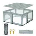 Foldable Playpen with Detachable Thicken Mat,59x71 Inches Portable Playpen,Collapsible Play Pen for Babies and Toddlers,Indoor & Outdoor Baby Fence Play Area,Cold Gray