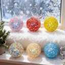 LANGXUN 6pcs Candy Land 2025 Xmas Birthday Party Wedding Suppiles Decoration, Hanging Candy Cane Christmas Tree Dcor, Christmas Decorative Hanging Ornaments Crafts (Rainbow Balls)