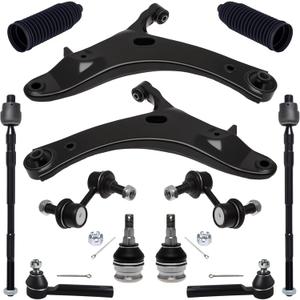 TUCAREST 12Pc Suspension Kit Fit For 2009-13 Su-baru Forester, 2 Front Lower Control Arm + 2 Ball joint + 4 Outer Inner Tie Rod + 2 Sway Bar [# 524-783 524-784 K622789 K750049 EV800513 ES3712 K9513]