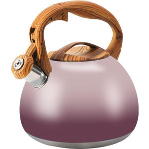Tea Kettle for Stove Top, 3.2QT Whistling Tea Pots with Wood Parttern Handle, Stainless Steel Teapot for Home and Kitchen (Purple Gradient)
