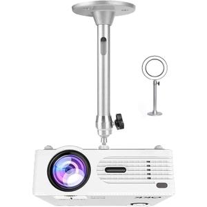 2-Be-Best Universal Mini Projector Mount Ceiling Mount with 360 Rotation and 180 Tilt for Home Theater, Office, Camera, LED Light (8.7 in, Silver)