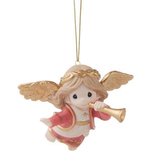 Precious Moments Annual Angel Ornament | Bringing Good News of Great Joy Annual Angel Bisque Porcelain Ornament | Holiday Dcor & Gifts | Collectible Christmas Ornaments