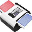 Automatic Card Shuffler with Dual Modes, Rechargeable 1-2 Deck Card Shuffle Machine, Low Noise Operation Card Shuffler for Poker, UNO, Blackjack, Skip-Bo, Phase 10 (White)