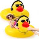 Hungdao 2 Pcs Funny Duck Pool Floats Large 39.4'' Rubber Ducks Floatie Inflatable Tube Swim Ring Giant for Summer Beach Swimming Pool Carnival Birthday Party Floaty Supplies Adults(Earphone)