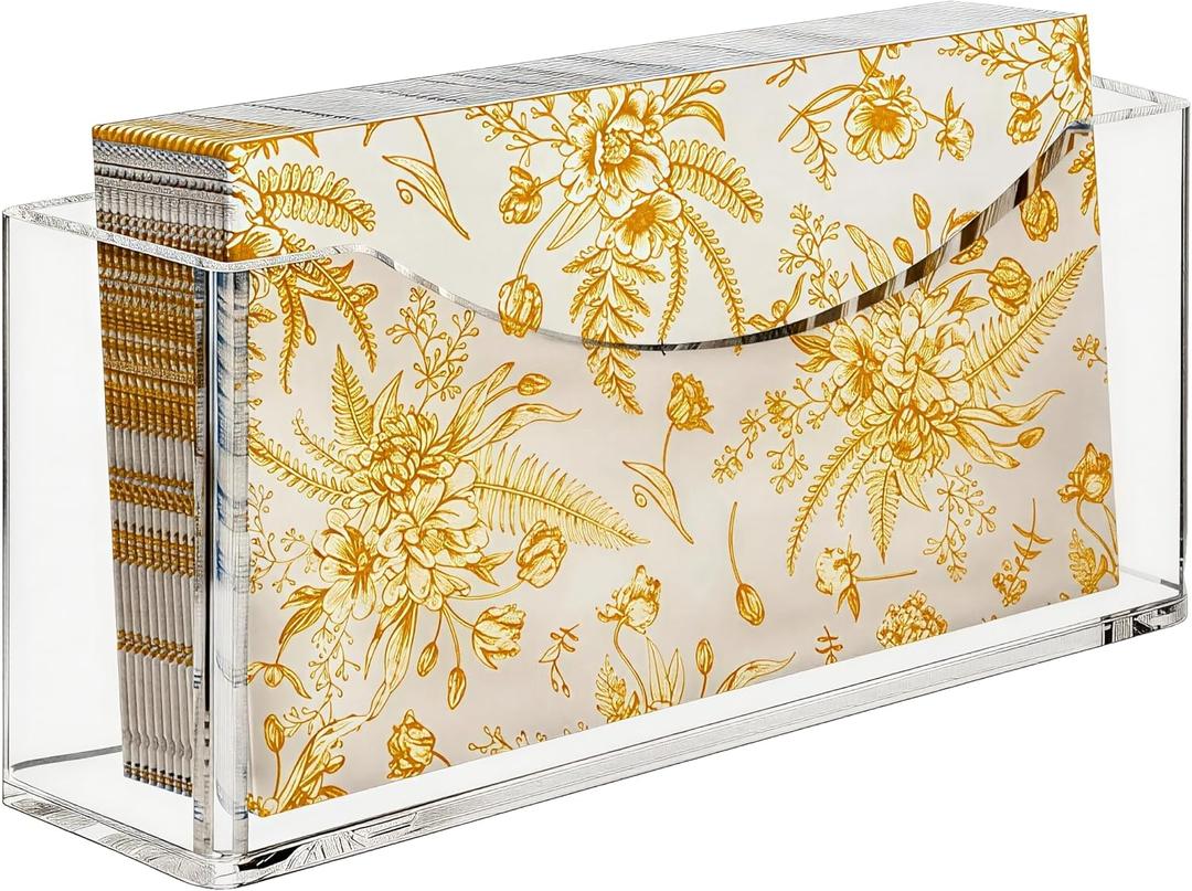 Acrylic Napkin Holder, Clear Waterproof Vertical Guest Towel Holder for Dining Table, Disposable Hand Towels Tray for Bathroom/Hotel/Kitchen (1 PCS)