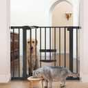 BABELIO New Version Baby Gate with Cat Door Adjustable, 29-40" Metal Pet Door for Stairs & Doorways, Pressure Mounted, No Tools Needed, Black (29-40" Wide, 30" Tall)