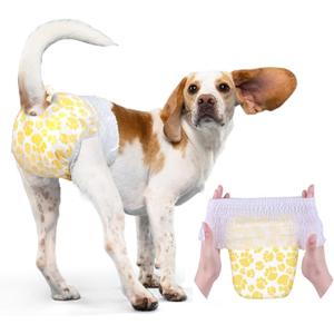 Dono Dog Diapers Female with Stretchy Waist, Disposable Full Wrap Female Puppy Dog in Heat Period, 360 Leak-Proof Super Absorbent Doggie Puppy Diaper for Dogs, M