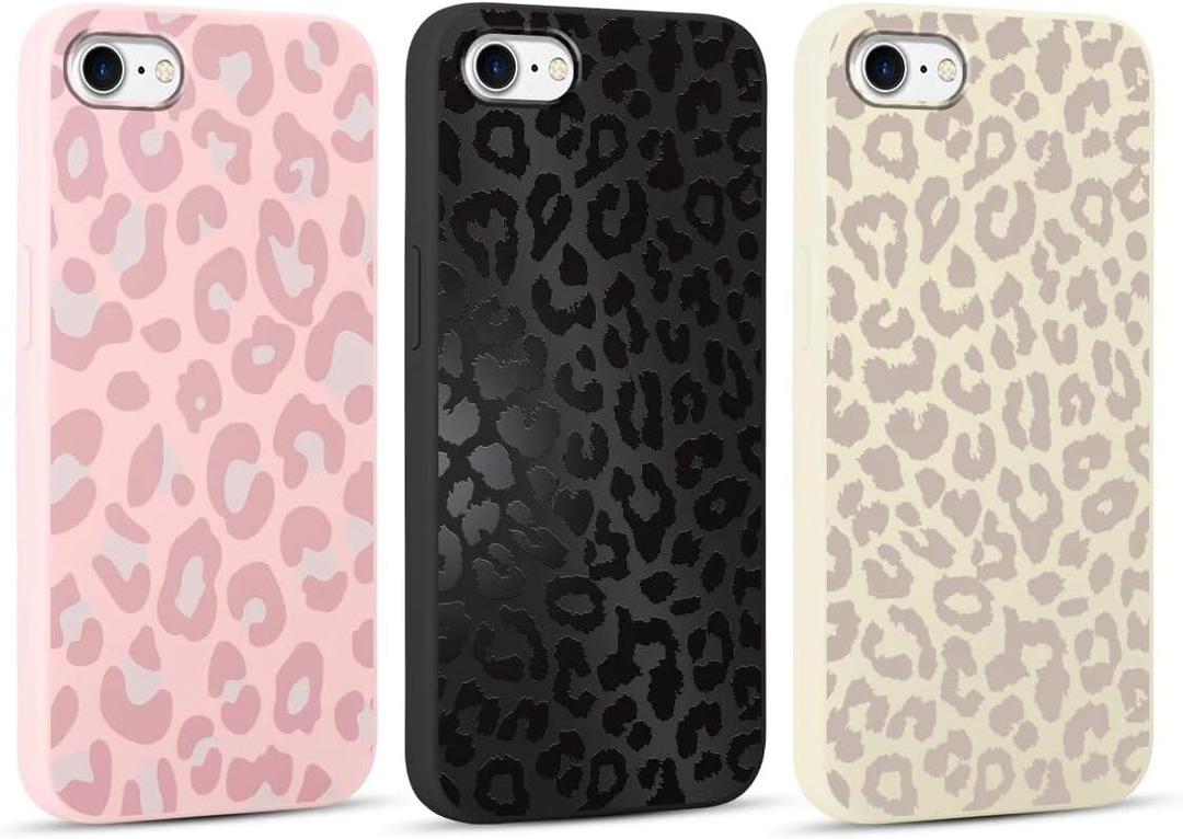 3 Pack Cute Cheetah Print for iPhone 7/8/SE 2020/SE 2022 4.7" Phone Case, Leopard Aesthetic Design Cases Soft Silicone Slim TPU Shockproof Protective Fundas for Women Girls