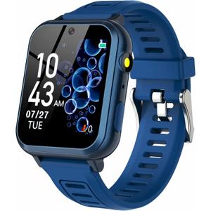 Phyulls Smart Watch for Kids with 24 Games Alarm Clock, Touchscreen, Calendaring Camera Music Player Time Display Video & Audio Recording, Toys for 3-12 Years Old Boys (blue)