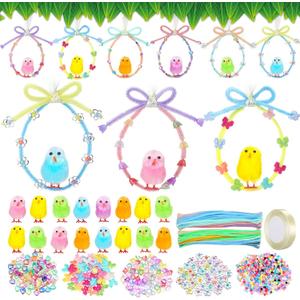 Soulchen 36 Set Easter Crafts Kits DIY Easter Chick Ornament with Colorful Pipe Cleaners Cute Beads for Spring Party Favors Art Activities Decoration
