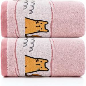 Gluar Plush Animal Print Bath Towel - Ultra Soft, Highly Absorbent & Quick Dry,29x56 Inch, Two Pink