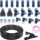 XaXmTee 1/4" DOT Air Line with 24 Pcs Quick Connect Air Fittings Kit 50FT 1/4 DOT Air Lines with Push Lock Air Line Fittings Pneumatic Push to Connect Air Hose Fittings