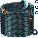 Gardentime 50FT Non-Expandable Garden Hose, Heavy Duty Flexible Water Hose with Leakproof 3/4" Fittings 10 Modes Spray Nozzle, Kink-Free, Lightweight & Durable for Yard, Lawn, Garden & Outdoor Use