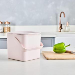 Minky Homecare Kitchen Compost Bin  Countertop Food Waste Caddy with Easy Wipe Clean Interior  Made in The UK, 0.9gal, Dusty Pink
