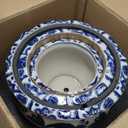 Galt International Floral Blue & White Round Porcelain Ceramic Plant Flower Planter Pot Set of 3 (8", 10", 12") Garden Pots Chinese Asian Design