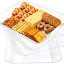 SUT 4-Pack Clear Serving Trays for Entertaining, 16" x 11" Serving Platters for Snacks, Fruit, Cookies, Dessert, Reusable Plastic Trays for Serving Food and Party Organization in Kitchen &for Parties