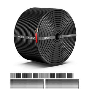 NAOEVO 16 Gauge Wire 2 Conductor Electrical Wire, 16 AWG Stranded PVC Cord, 12V Low Voltage/Tinned Copper/Flexible Cable for Automotive Wiring, Lamp Cord, Marine Cable (50FT)