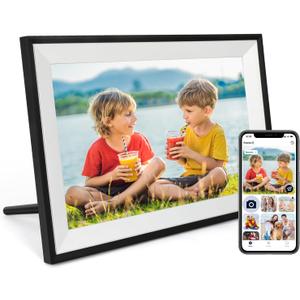 Digital Photo Frame 10.1 Inch WiFi Digital Picture Frame IPS HD Touch Screen Smart Cloud Photo Frame with 32GB Storage, Auto-Rotate, Easy Setup to Share Photos or Videos Remotely via AiMOR APP (Black)