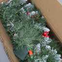 Christmas Garland with Lights - 9FT Pre-Lit Flocked Garland with 30 LED Bulbs, Red Berries, Pine Cones, Artificial Pine Battery Operated Garland for Fireplace, Staircase, Indoor & Outdoor Decoration