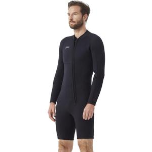 Hevto Men Wetsuit Shorty 2mm Neoprene Short Wet Suit for Surfing Diving Swimming Snorkeling Paddle Boarding (4X-Large, M2LS-Front Zip-Black)