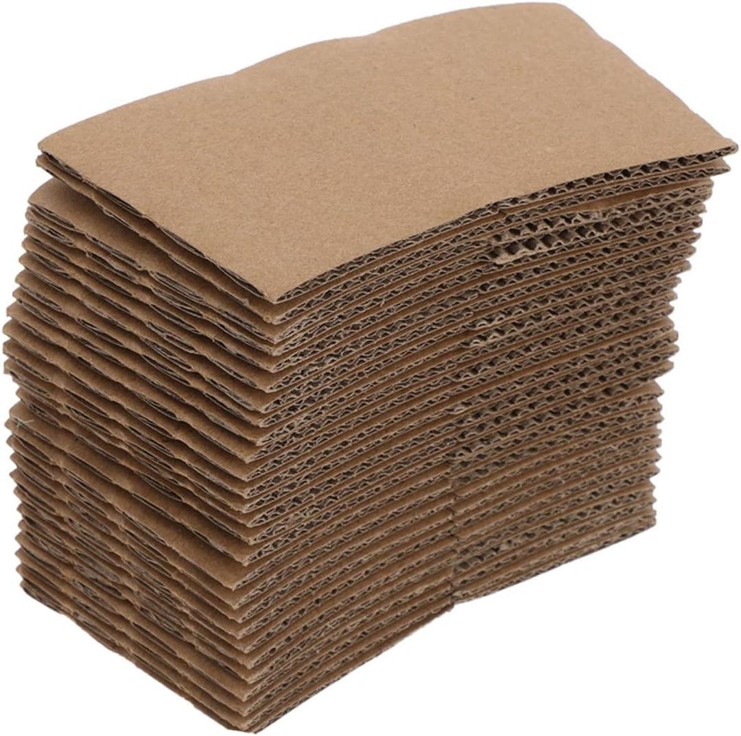 LABRIMP Cup Insulator Sleeves 50pcs Reusable Heat-resistant Kraft Cups for Cold Drinks Easy to Store Carry