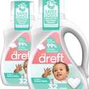 Dreft Active Baby Liquid Laundry Detergent, Helps Remove 99% of Baby Food Stains, Hypoallergenic, 2 pack, 32 loads each (46 Fl Oz (Pack of 2))