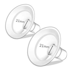 PumpMom-us 21mm Soft Rim Flanges Compatible with Medela Breast Pump PersonalFit, Freestyle, Maxflow, Freestyle Flex Swing Maxi Connectors, Replace 21 Flange Accessories with Wider Opening Angle
