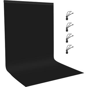 Small Black Screen Backdrops Photo Background for Photography, PULUZ 3.3ft6.6ft Cloth Background Kit Washable Curtain with 4 Clamps for Photoshoot YouTube Video Recording
