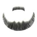 Parceria Fake Mustache, Easy Applying Hand Tied Human Hair Fake Beard, Comfortable and Skin Friendly Realistic Lace Costume Facial Hair for Men (LS Black Mix Grey Beard)