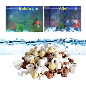 17OZ Aquarium Filter Mixed Ceramic Small Balls Media, Fish Tank Water Filtration Pond Filter Ceramic Rings Brown Volcanic Rock for Water Quality Improve, PH Adjust