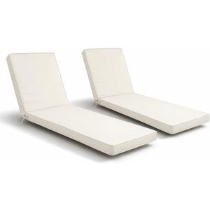 Outdoor Chaise Lounge Cushions Set of 2, 75"x22"x3" Thick Patio Chaise Cushions with Straps, Water-Resistant & Fade-Resistant Foam for Pool, Lawn Furniture (Beige)
