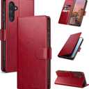 Wallet Case for Samsung Galaxy A16 5G with RFID-Blocking Credit Card Holder, PU Leather Folio Flip Cover Women Men Protective Phone Case Compatible with Samsung A16,Red