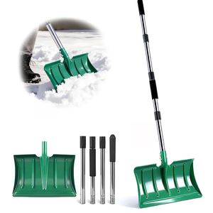 64" Long Handle Snow Shovel, Heavy Duty Metal Snow Shoveling Tool with 16" Wide Blade, 32mm Wide Ergonomic Handle & Anti-Freeze Foam for Snow Removal from Driveway & Car, Mulch, Soil, Grain and Seed