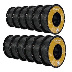 Kingroon PLA Filament, 12 Rolls, Dimensional Accuracy +/ - 0.03 mm, 12kg Spool(26.5lbs), 1.75 mm, Black