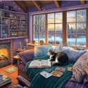 Read Room Puzzles for Adults 500 Pieces Book Jigsaw Puzzles for Adults Puzzles 500 Pieces Winter Reading Nook Scene Challenging Family Puzzle for Seniors Women Men Size is (21"x15")