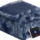 Westinghouse Electric Blanket Full, Faux Fur Heated Blanket with 10 Heating Levels & 1-12 Hours Auto Off, Soft Cozy Sherpa Heated Blanket Washable Blanket (80" x 84" Full Size, Indigo)