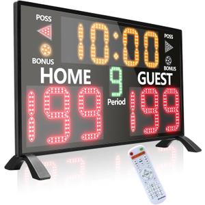 YZ Bigger LED Digital Scoreboard, Portable Basketball Scoreboard with Timer Clock, Electronic Scoreboard with Remote, Tabletop Scoreboard Clock, Score Keeper for Outdoor Game