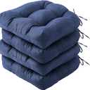 IPYNBAP Outdoor Chair Cushions Set of 4, Patio Chair Cushions with Ties, 19x19+5 Tufted Outdoor Seat Cushions, Waterproof Patio Furniture Cushions, Outdoor Dining Chair Pads, Navy