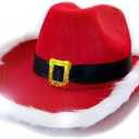 Led Flashing Christmas Red Santa Clause Western Holiday Light Up Hat For Halloween Costume Party Birthday Christmas