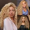 Honey Blonde Bundles Highlight Kinky Curly Bundle Human Hair 20 22 24 Inch 150g Brazilian Virgin Hair 3 Bundles 27/613 Curly Bundle Human Hair Extensions