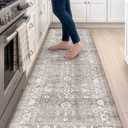 DEXI Kitchen Floor Mats Cushioned Anti Fatigue Runner Rug 23x86 Grey Floral