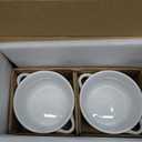 LE TAUCI Soup Bowls with Handles - 28 oz Lead-Free Ceramic French Onion Crocks, Oven and Microwave Safe, Heat-Resistant Design, Stackable, Dishwasher Safe, Set of 4, White