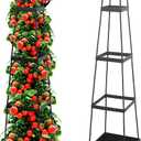 2 Packs Raised Garden Bed Tomato Planter Box with Trellis,56.8" Self-Watering Tomato Cage with Trapezoidal Trellis for Climbing Plants Flowers Vegetables Vine in Patio Garden Indoor Outdoor, 4 Tiers-56.8"